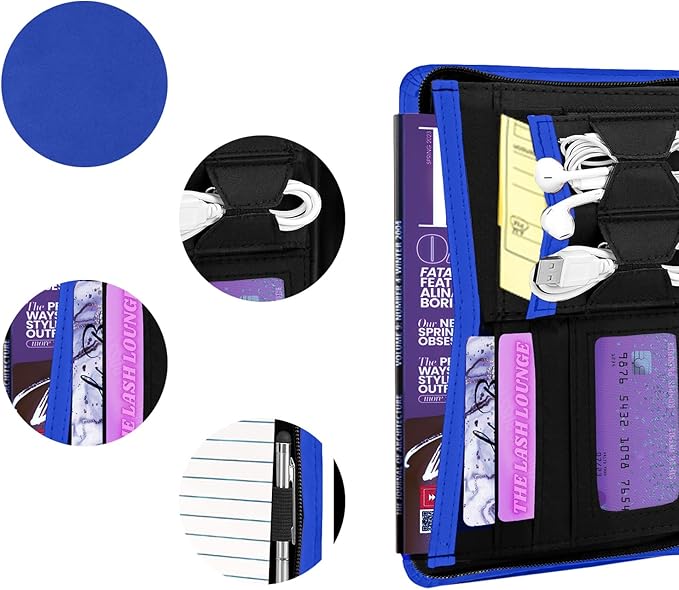 Junior Padfolio Portfolio with 5 x 8 Writing Pad, A5 Business Portfolio Binder Folder Organizer Multi-Function Combination Case for Men Women, Royal Blue