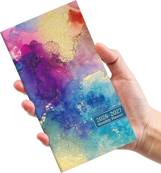 Pocket Calendar 2026-2027 for Purse, Two Year Monthly Planner Pocket Size, Jan 2026 to Dec 2027 Monthly Planner Small Size (6.5" x 3.5") - Color Splash