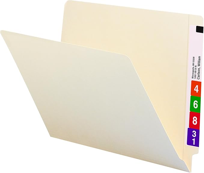 Smead Shelf-Master End Tab File Folders,Manila,Reinforced Straight-Cut Tabs,Letter Size,100 Count (Pack of 5)