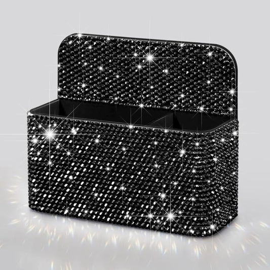 Bling Magnetic Marker Holder for Whiteboard Pen Holder for Women Girls Sparkly Gift Desk Organizer with Glitter Rhinestones for Christmas School Office Supplies (Black)