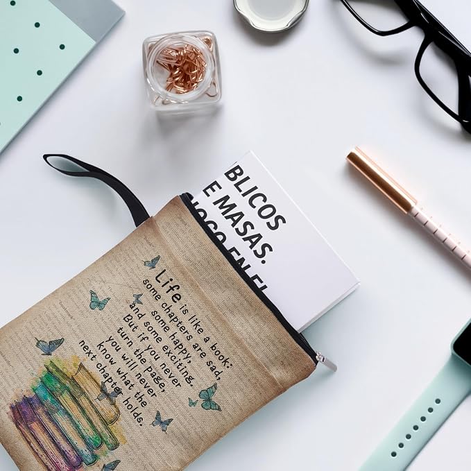 Inspirational Book Quote Book Sleeve for Book Lovers, Book Cover for Librarian Lovers Bookish Group Club Gifts for Women, Butterfly Themed Decor for Teacher Daughter Graduation Birthday School Gifts