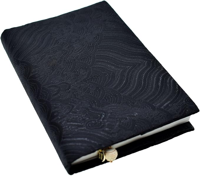 BLBMH A6 Book Cover 4x6 Plus | Non-Stretch Fabric Sleeve with Bookmark | Handmade Washable Protector for Paperback Journal Bible Notebook | Gift for Women Readers - Black 6" +