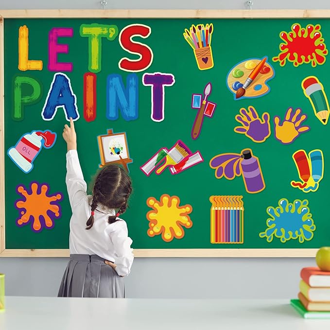 Art Paint Cutouts Art Theme Classroom Bulletin Board Decorations Artist Painting Themed Birthday Party Supplies for Toddler Kids Students Classroom