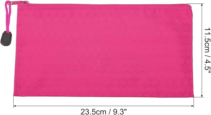 PATIKIL Waterproof Zipper File Bags, 3 Pack A6 Document Holders Pencil Pouch for Office, Rose Red