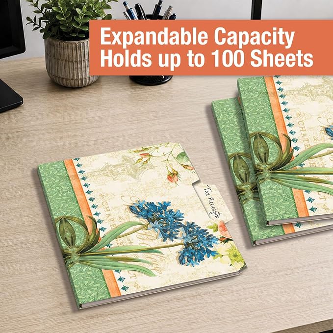 Current Grande Fleur File Folders Value Pack - Bulk Set of 24, 6 Pretty Decorative Designs, 1/3 Cut Tabs, Heavy-Duty Paper Stock, Office Supplies for Home & Work, 9-½” x 11-¾” Letter Size
