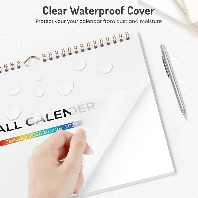 Forvencer 2026 Calendar, 18-Month Wall Calendar 2026, Jan 2026 to Jun 2027, 11" x 8.5" Monthly Planner Calendars with Note Pages & Stickers, Unruled Blocks, Spiral Binding Hanging for Home Office