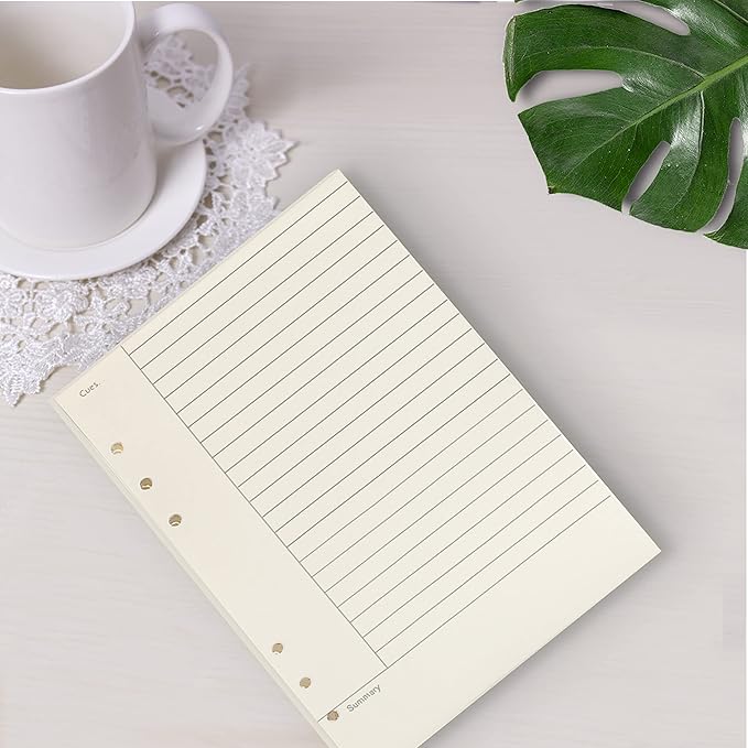 A5 6 Ring Binder Refill Paper, 2023 Planner Inserts for Filofax 6 hole binders,45 sheets(90pages) per pack, refills with line, Harphia(A5 5.59 x 8.27'',Cornell)