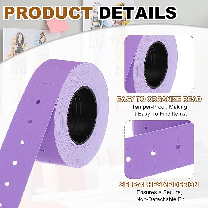 PATIKIL Pricing Labels, 10 Rolls 8000 Price Price Gun Labels Self-Adhesive Rectangular Puzzle Shape Marker Tag Stickers for Date Gun, Purple