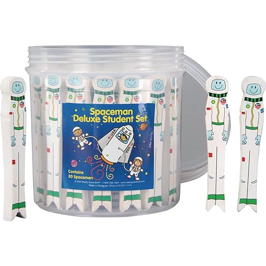 Really Good Stuff Spaceman Deluxe Student Set - 30 Spacemen with Reusable Storage Container, Writing Spacers for Kids, Learning Tool, Finger Spacing, Preschool & Kindergarten Classroom Must Haves
