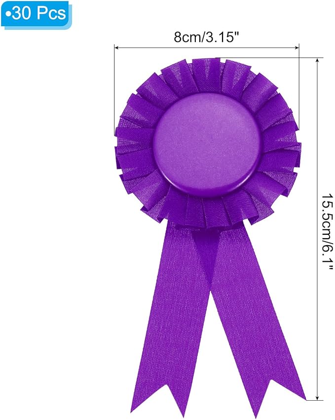 PATIKIL Purple Polyester Blank Award Ribbon, 30 Pcs Prize Ribbon for Competition, Sport Event, Wedding, Party