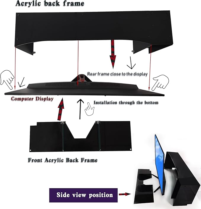 Desktop organizer shelf over monitor-Desktop organizer monitor stand -Straight Side Acrylic office organizer - Organize all small office and personal items (11 inches high)