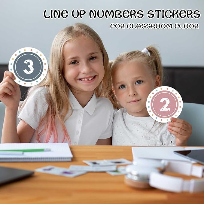 Boho Line up Spots for Classroom - 36pcs Number Stickers for Classroom Floor Stickers Dots for Classrooms Floor Decals for Classrooms Lining up Back to School Kindergarten Preschool Supplies