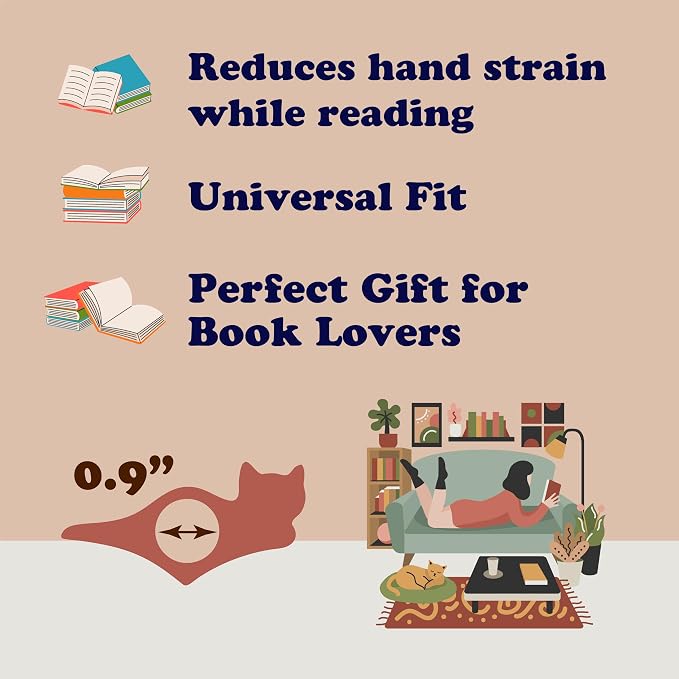 Cat Book Page Holder for Reading, Bookish Gifts & Accessory, Ideal for Bookworms, Book Lovers & Readers, Made in USA (Starry Black)