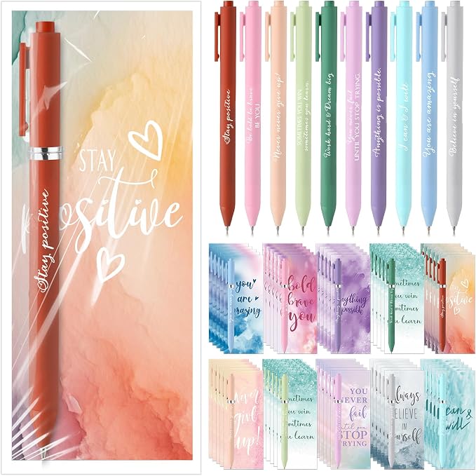 Quelay 30 Set Motivational Employee Appreciation Gifts Bulk Inspiring Quote Bookmarks Inspirational Pens for Women Team Building Gifts Thank You Gift for Nurse Coworker Staff Office(Inspirational)