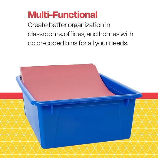 School Smart Sturdy Plastic Storage Tray, Multifunctional Design for Classroom, Home, and More, Letter Size, Blue