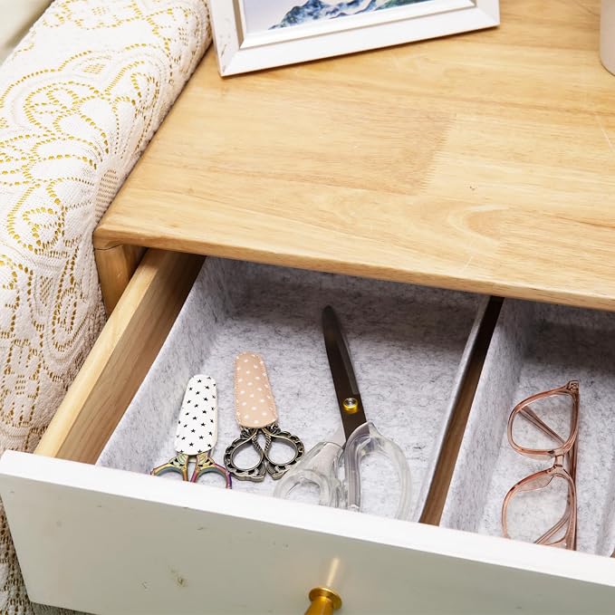 Desk Drawer Organizer Bins, 8pcs Felt Shallow Bathroom Storage Trays, Office Accessories & Workspace Organizers Jewelry & Makeup Boxes Containers(Grey)