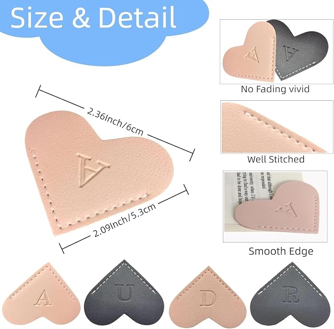 Personalized Leather Book Marks, Heart Bookmark, Unique Cute Handmade Letter Bookmarks Accessories for Reading Women, Teacher, Student, Book Lovers Book Mark Gifts (Brown, R)