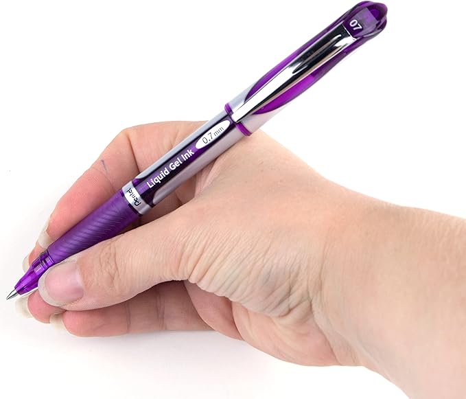 Pentel ENER-GEL Deluxe Liquid Gel Pen, Medium Line, Metal Tip, Violet Ink, Box of 12 (BL57-V)
