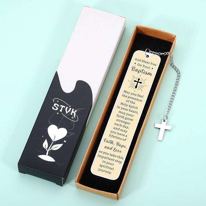 Adult Baptism Gifts for Women Men, Catholic Baptism Gifts for Teen Girls Boys, Cross Baptism Bookmark, First Communion Gift for Teens, Christening Confirmation Gift for Kids, Easter Basket Stuffers