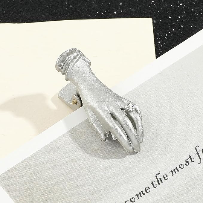 1pcs Retro Hand Women's Bookmark - Noble Metal Bookmark Clip, Small and Delicate Handwritten Bookmark Clip Stationery, Birthday Gift for Beautiful Girls, Christmas Gift for Women (Silver)