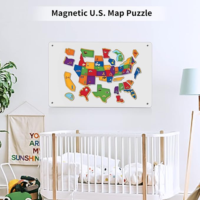 17.7" x 11.8" White Metal Magnetic Board - Magnet Bulletin Board to Display Magnetic Letters Numbers Animal, Poetry, Spice Jars, Notes, Photos, Suitable for Wall, Refrigerator, Cubicle, Cabinet