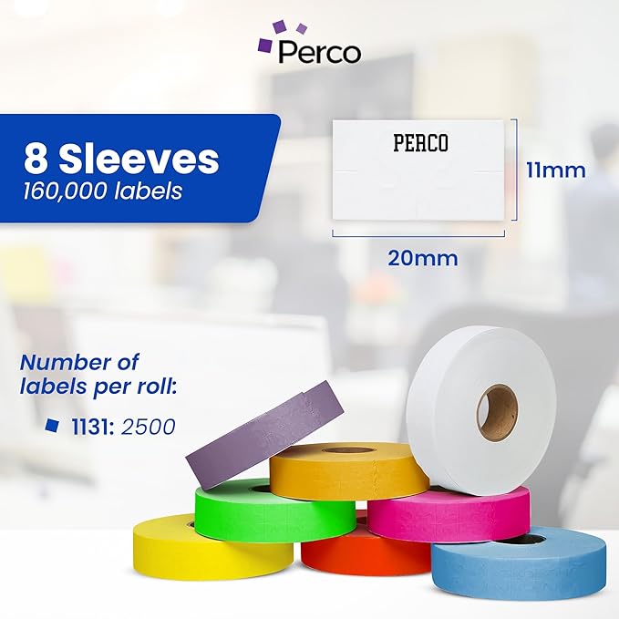 Perco Custom Labels for Monarch 1131 Adhesives Labels - Choose Color, Font and Imprint - Case of 8 Sleeves
