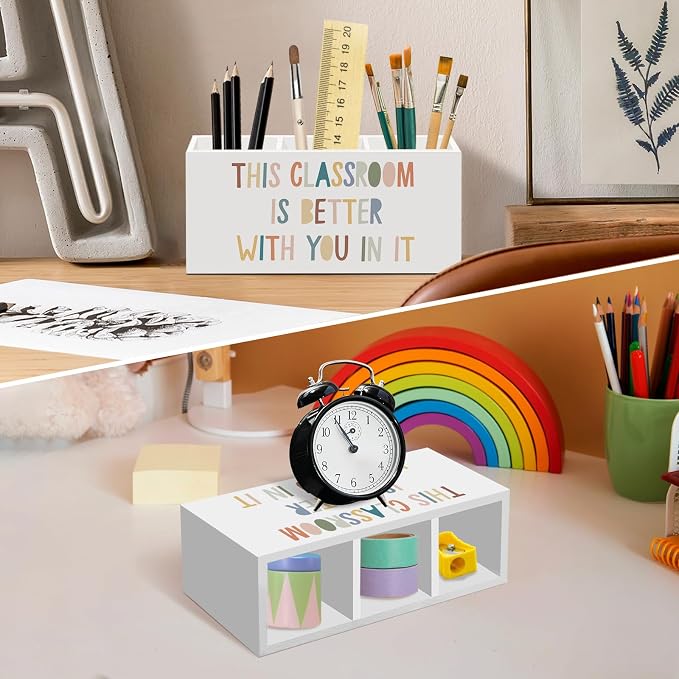 Boho Classroom Pen Pencil Holder for Desk, Boho Office Desk Accessories, Back to School Pen Holders Organizer for Students Boys Girls Teachers,This Classroom Is Better with You in It