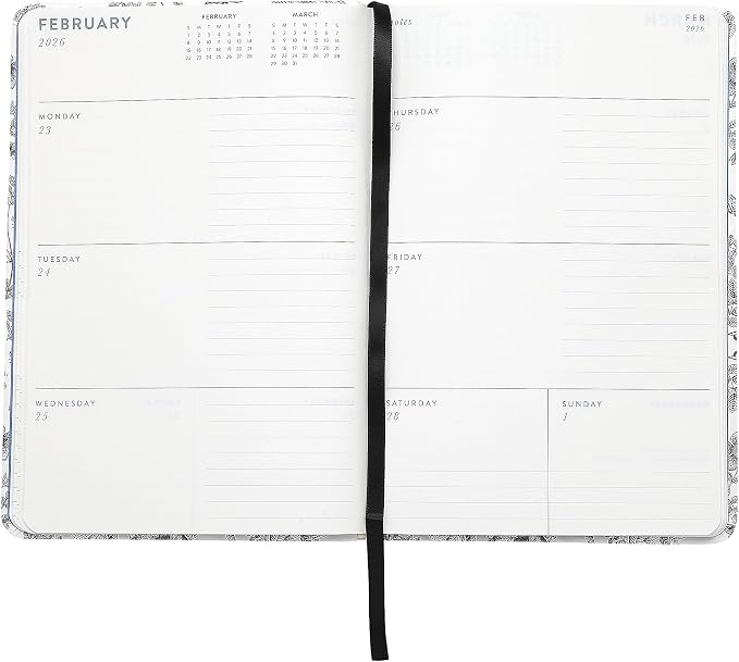 WORLD TRAVELER 2026 Planner - 6x8 Inch Weekly and Monthly Calendar Planner Agenda Book with Bookmark & Ribbon for School and Office, Size 6X8, Multi Textured Garden