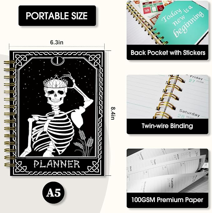 Planner 2026-2027, Academic Year Planner - Daily, Weekly & Monthly Calendar, Jul 2026 - Jun 2027, 6.3" x 8.5", Spiral Notebook with Tabs, Stickers & Inner Pocket, Ideal for School, Office, Home