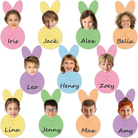 60Pcs Easter Bunny Paper Cutouts Bulletin Board Decorations Colorful Rabbit DIY Photo Picture Crafts Cutouts Happy Easter Bunny Classroom Supplies for Kids School Chalkboard Home Birthday Wall Decor