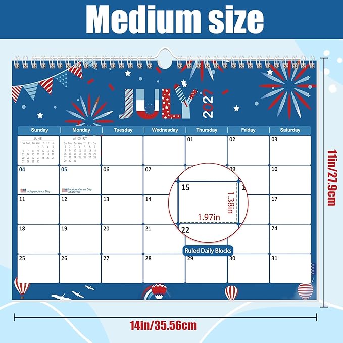 GuassLee Wall Calendar 2026-2027, 19 Months Running from Jun. 2026 to Dec. 2027, 14" X 11" Paper Hanging Planner Wall with Thick Paper for Office Home Planning & Organizing