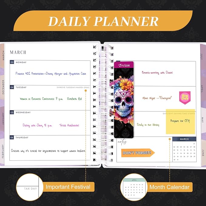 Planner 2026-2027, 18 Months Large Academic Daily Weekly Monthly Organizer | July 2026 - Dec 2027, 8.5x9.8" Size, Page Tabs & Separator Page, Pocket Folder, Bookmark Included, Stickers & Sticky Note Set