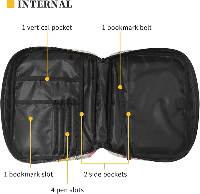 Coldinair Sunflower Hummingbird Floral Print Bible Covers Bag for Women Teens Kids,Carrying Book Case Church Bag Bible Holder with Handle and Zippered Pocket