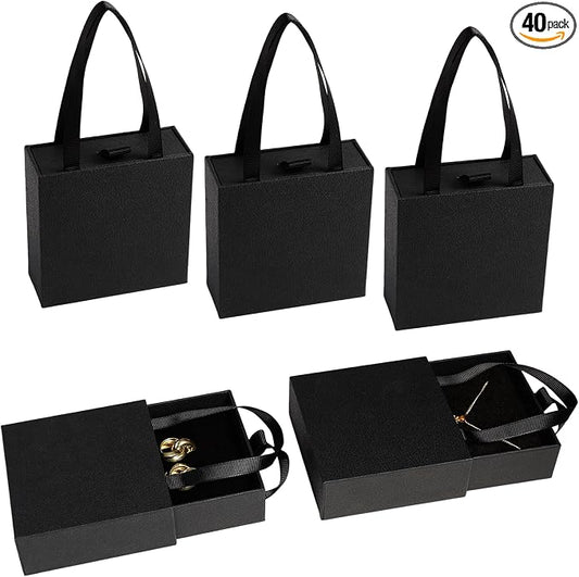 40 pcs paper boxes 9 x 9 x 3.5 cm, black luxury gift storage, jewelry gift storage box for earrings necklaces bracelets rings