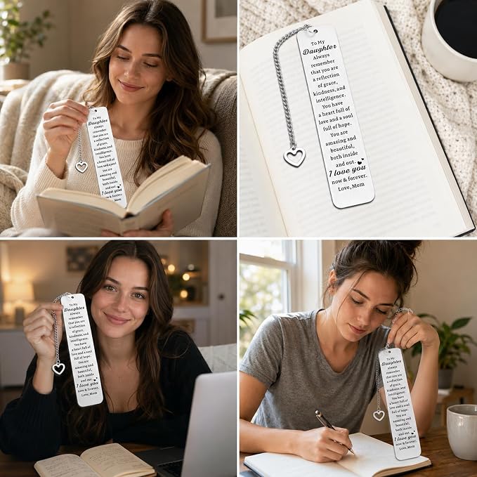 Gifts for Daughters Adult, Daughters Gifts from Mom, Valentines Day Gift for Daughter, Daughter Bookmark, 16th 18th 21st Birthday Gift for Girls, College Girls Dorm Room Essentials