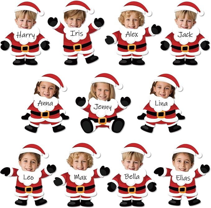 60Pcs Christmas Santa Claus Cutouts Bulletin Board Decoration Christmas Santa Claus DIY Photo Craft Cutouts Xmas Holiday Classroom Supplies for Teacher Student Party School Home Chalkboard Wall Decor
