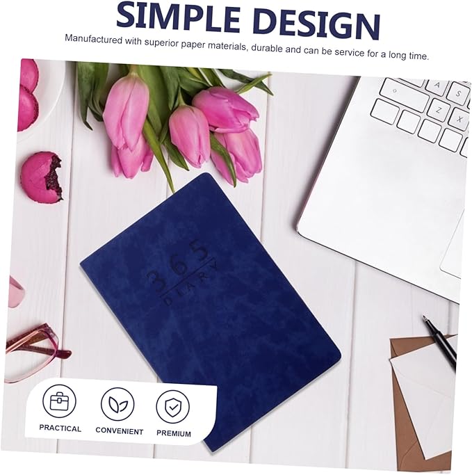 Lurrose 2024 English Calendar Notebook 365-Day Portable Planner Dividers for Daily Scheduling Office Use and Academic Planning