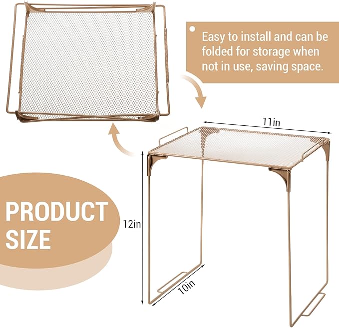 Colarr Brown Locker Organizer Shelf Locker Accessories for Girls Stackable Storage Organization Shelf Area Saver Fits Standard Size for School Office Kitchen and Home