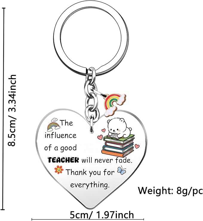 Teacher Gifts for Teachers Day Appreciate Presents Birthday Flower Shaped Signs Bookmark Keychain 3PC Set Graduation Christmas Keepsakes Acrylic Keyring Thank You Plaque Women Men Retirement (Thank)