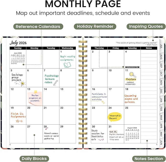 Planner 2026-2027, Academic Monthly and Weekly Calendar Planner for Women, July 2026 - June 2027, Hardcover Pretty Agenda Planner Book with Tabs, Spiral Daily Organizer for School Office Home Supplies, 6.3" x 8.5" - Butterfly Tapestry