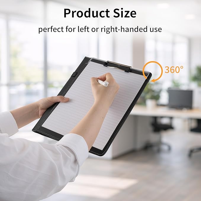 Professional Padfolio,Faux Leather Portfolio Folder Binder,Letter Size A4 Legal Writing Pad Holder for Business School Office Conference Notepad Clip Boards