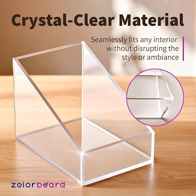 Desktop Card Holder – Premium Clear Acrylic Organizer | Holds 300+ 2.5" x 3" Cards | Slanted Design for Easy Access | Sleek Office Desk Accessory