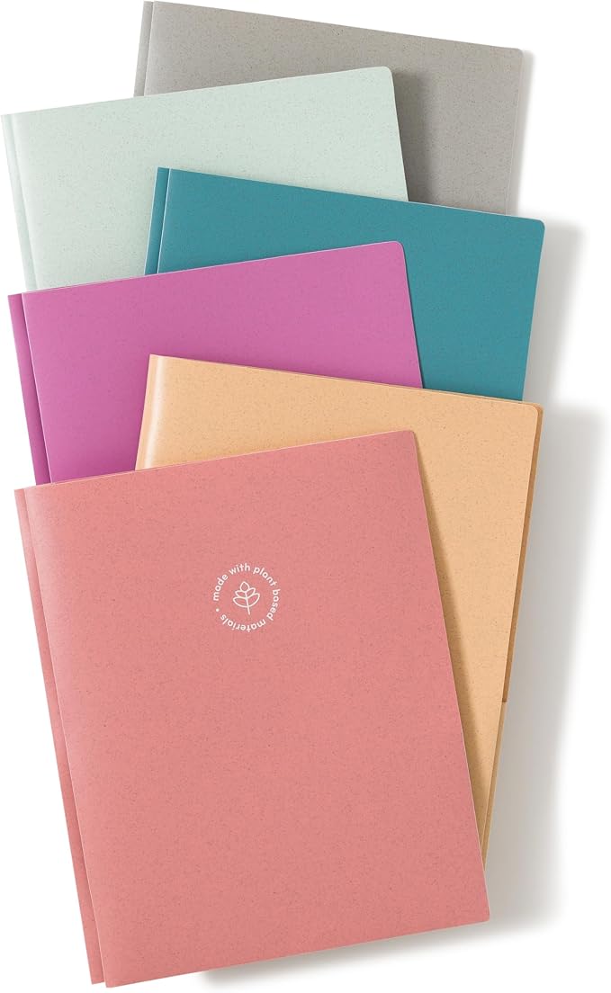U Brands U-Eco Poly 2-Pocket Pronged Folders, Set of 12, Assorted Brights, Built-in Metal Prongs, Letter Size (6599U01-12)
