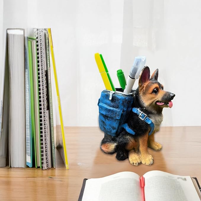 Dog Pen Holder, German Shepherd Pen Holder, Unique Desk Storage Container, Creative, Ideal for Office and Home pen storage