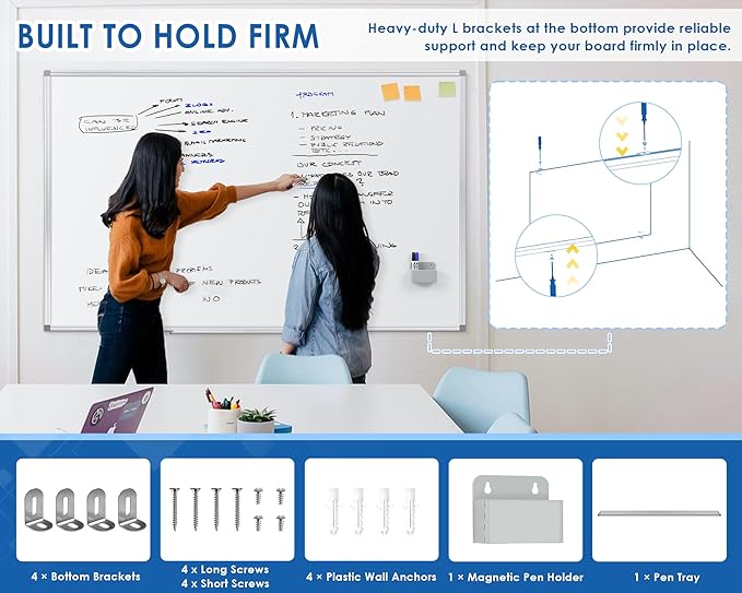 SWANCROWN Magnetic Dry Erase Whiteboard 48" x 48" Large White Board for Wall, Silver Aluminium Frame, Square Wall-Mounted White Board for School, Office and Home, 4' x 4'