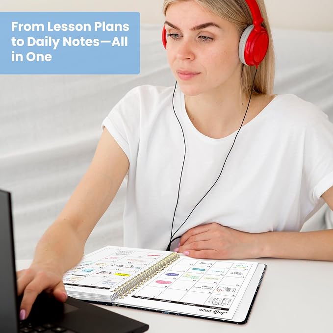 Planner 2026-2027, Monthly and Weekly Calendar Academic Planner July 2026 - June 2027, Hardcover Student Teacher Planning Agenda Book with Tabs, Perfect for Office School Supplies, A5 (6.3" x 8.5") - Desert Bloom