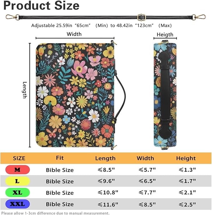 Our Lady of Guadalupe Design Bible Cover Case for Girls, Cute Bible Case for Girls with Strap and Handle, XXL PU Leather Bible Covers with Inner Pockets and Pen Loop, Bible Accessories Girls