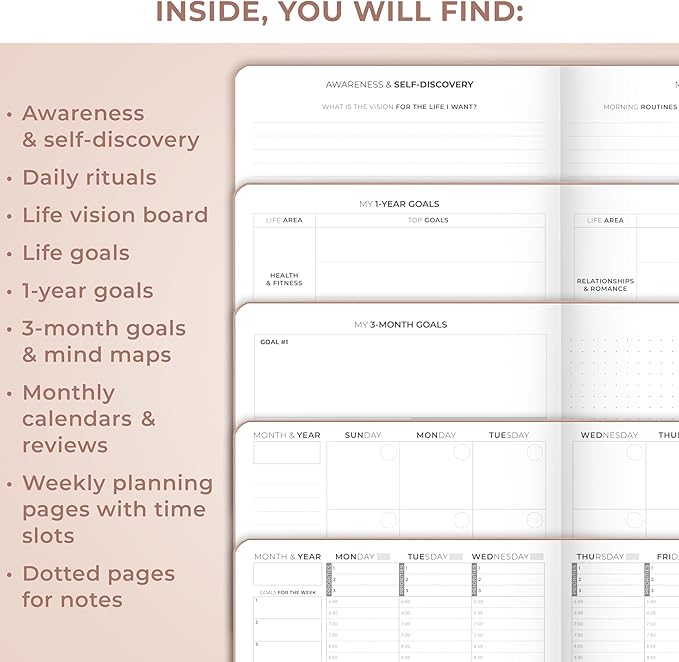 Clever Fox Planner Schedule – Undated Weekly & Monthly Life Planner with Time Slots, Appointment Book & Daily Organizer, A5 (Rose Gold)