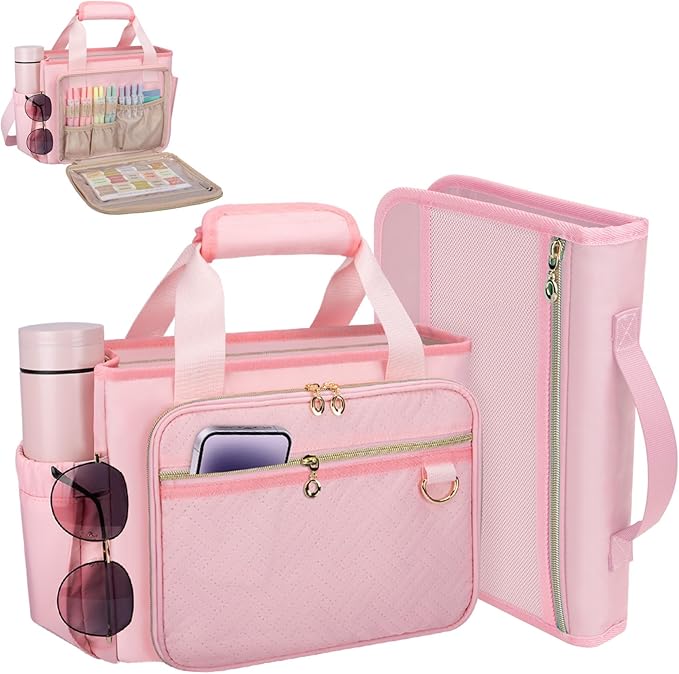 Large Bible Cover Case for Women, Bible Cover with Book Sleeve, Thick Padded Bible Case, Working Bible Tote Bag with Laptop and Bottle Pockets, Church Bag, Bible Bag for Women, Girl, Pink