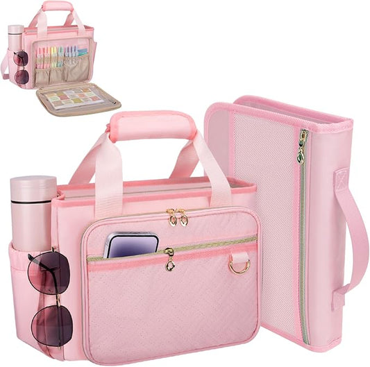 Large Bible Cover Case for Women, Bible Cover with Book Sleeve, Thick Padded Bible Case, Working Bible Tote Bag with Laptop and Bottle Pockets, Church Bag, Bible Bag for Women, Girl, Pink